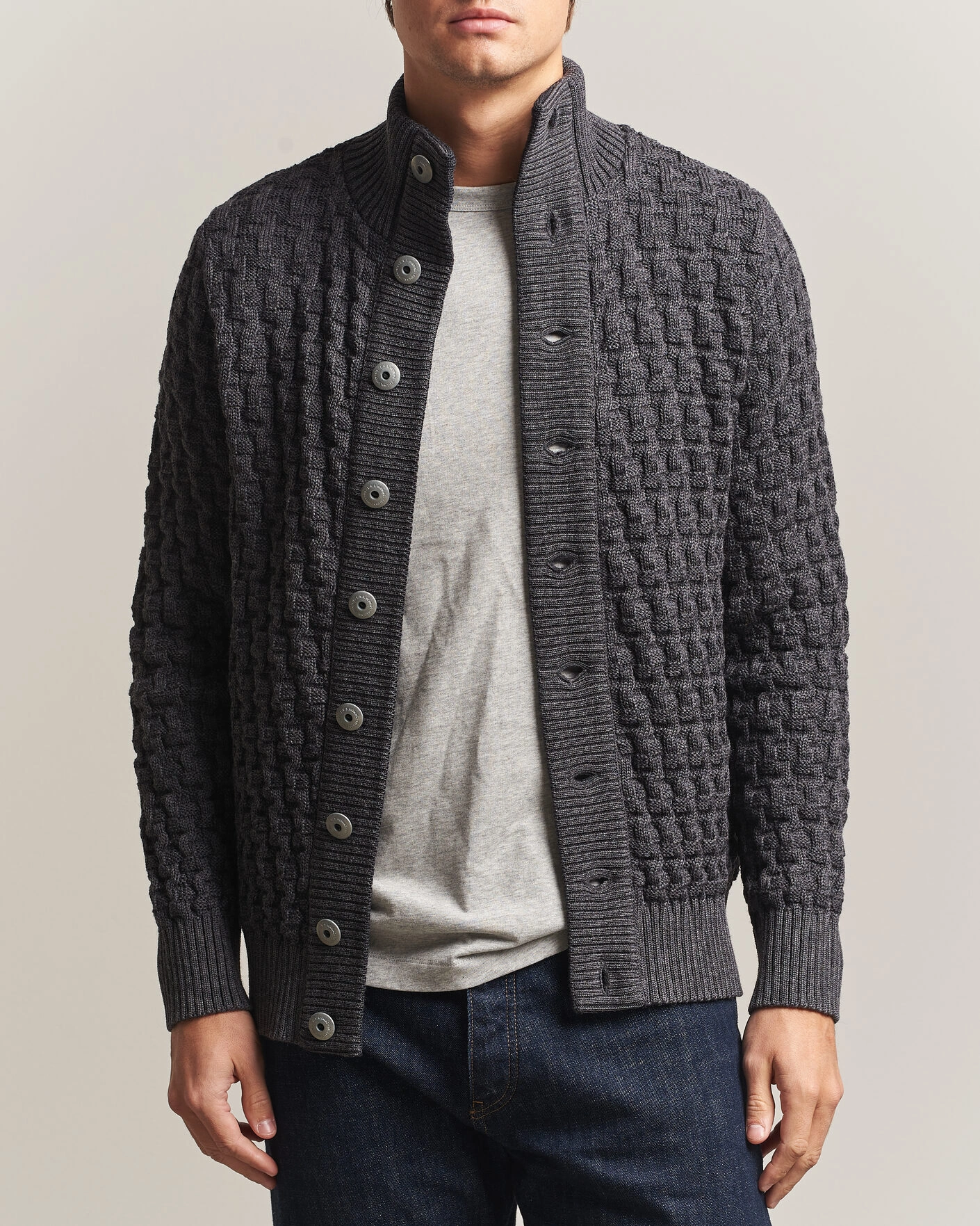 Herr | Tröjor | S.N.S. Herning | Stark Cardigan Gneiss Grey