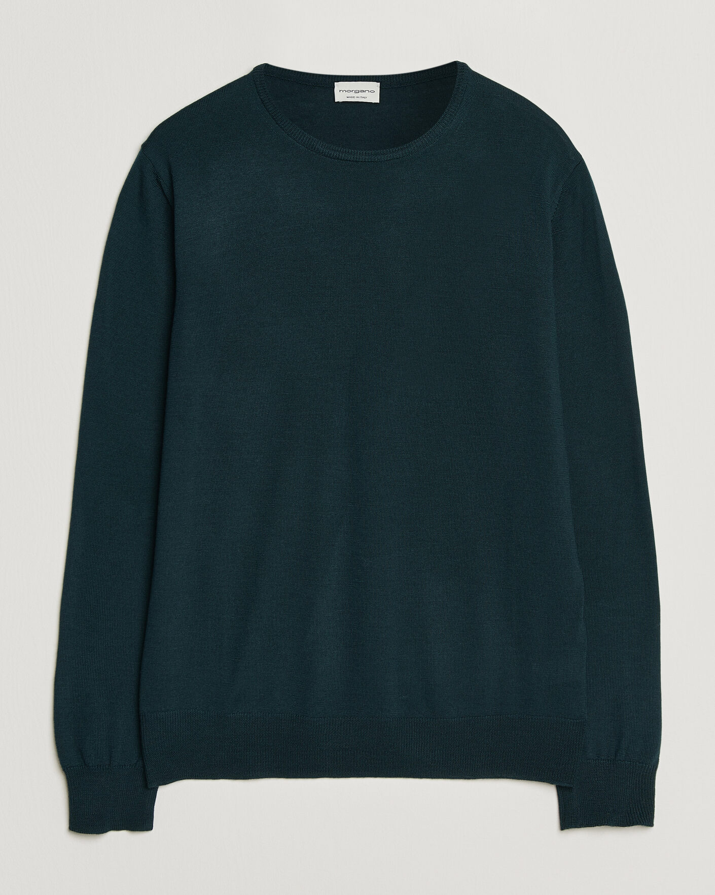 Herr | Tröjor | Morgano | Extra Fine Merino Wool Crewneck Bottle Green
