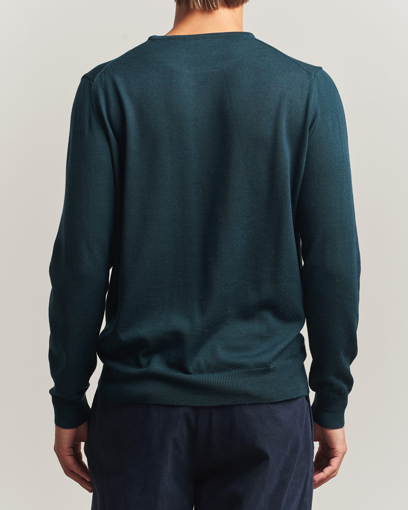 Herr | Tröjor | Morgano | Extra Fine Merino Wool Crewneck Bottle Green