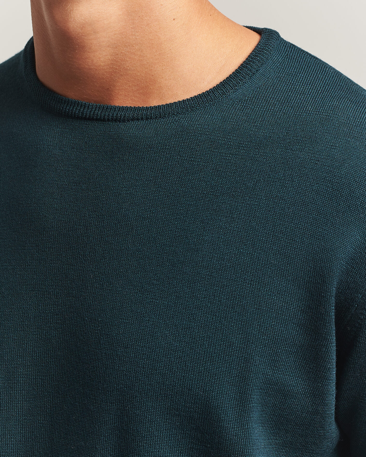 Herr | Tröjor | Morgano | Extra Fine Merino Wool Crewneck Bottle Green