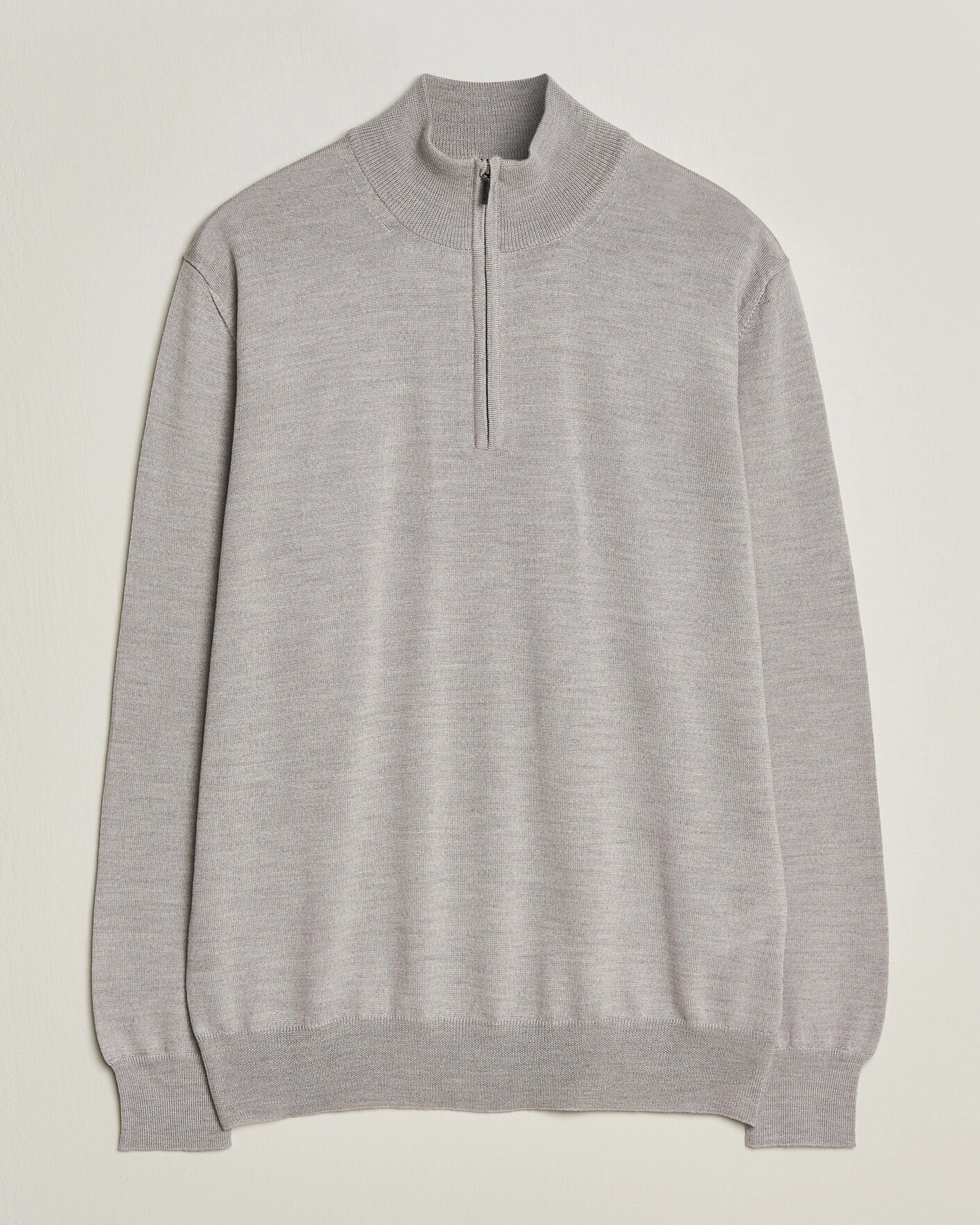 Herr | Tröjor | Morgano | Extra Fine Merino Wool Half-Zip Light Grey