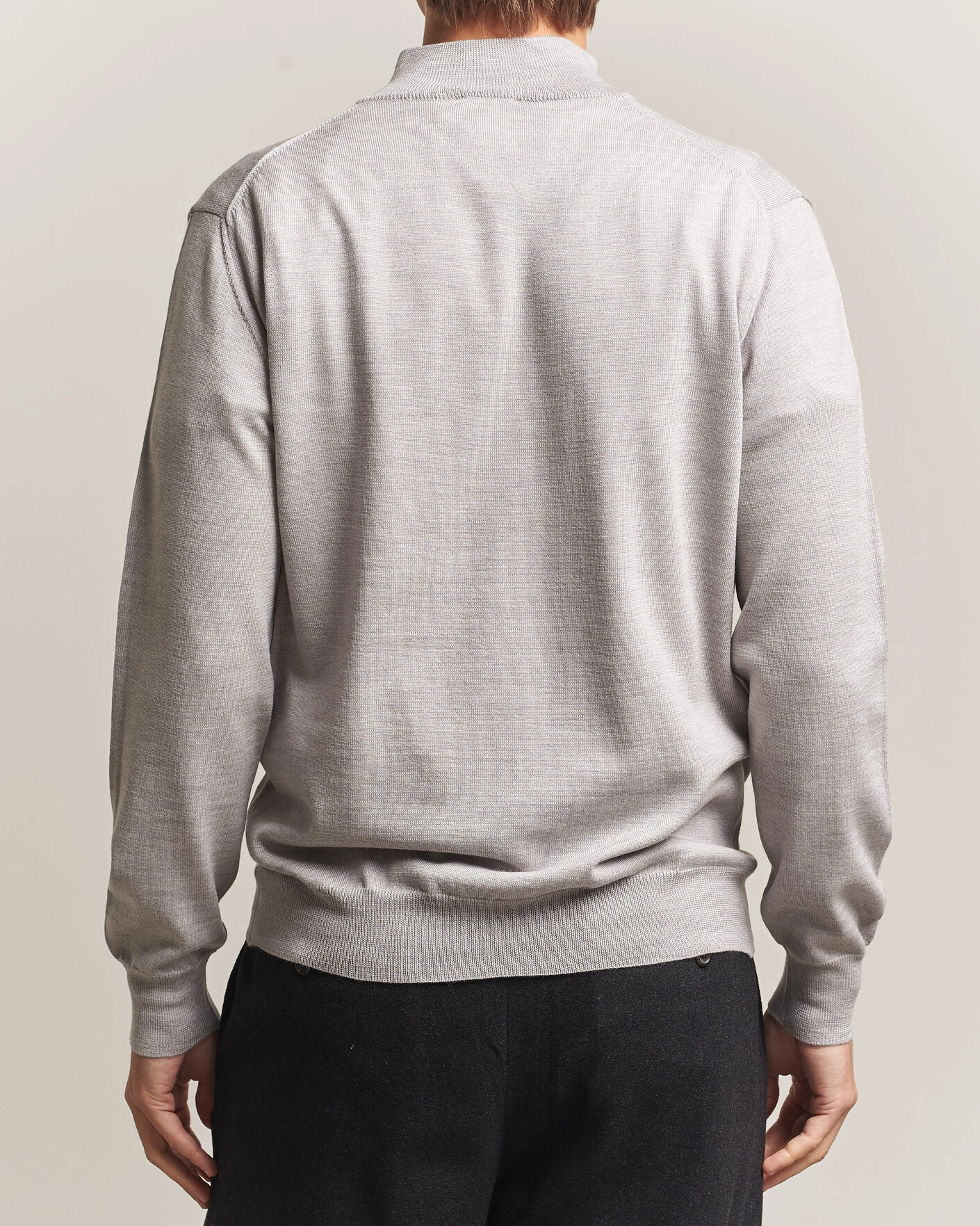 Herr | Tröjor | Morgano | Extra Fine Merino Wool Half-Zip Light Grey