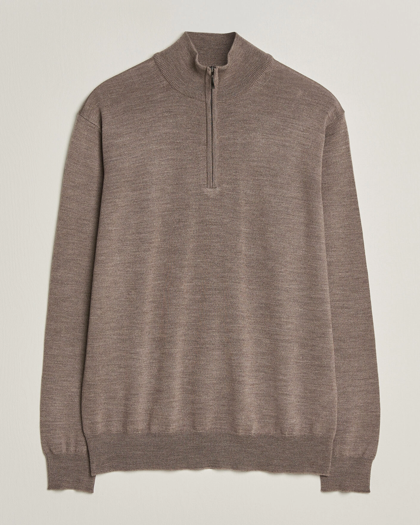 Herr | Tröjor | Morgano | Extra Fine Merino Wool Half-Zip Mid Brown