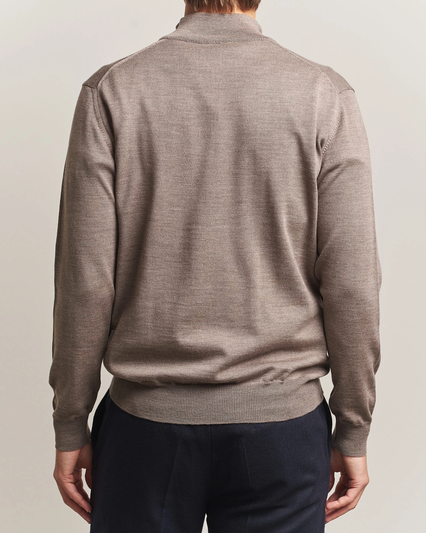 Herr | Tröjor | Morgano | Extra Fine Merino Wool Half-Zip Mid Brown