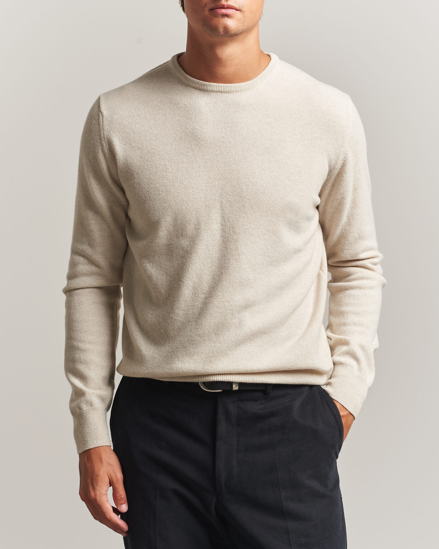 Herr | Tröjor | Morgano | Wool/Cashmere Crewneck Beige