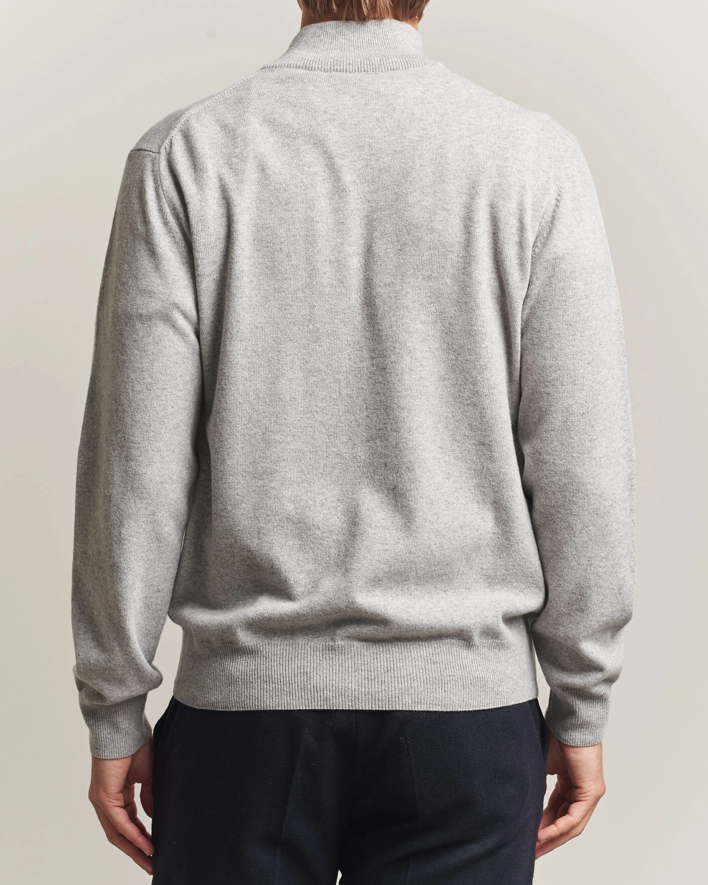 Herr | Tröjor | Morgano | Wool/Cashmere Half-Zip Mid Grey