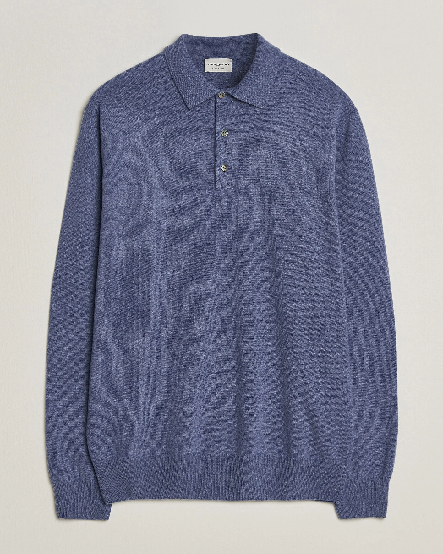 Herr | Tröjor | Morgano | Wool/Cashmere Polo Mid Blue
