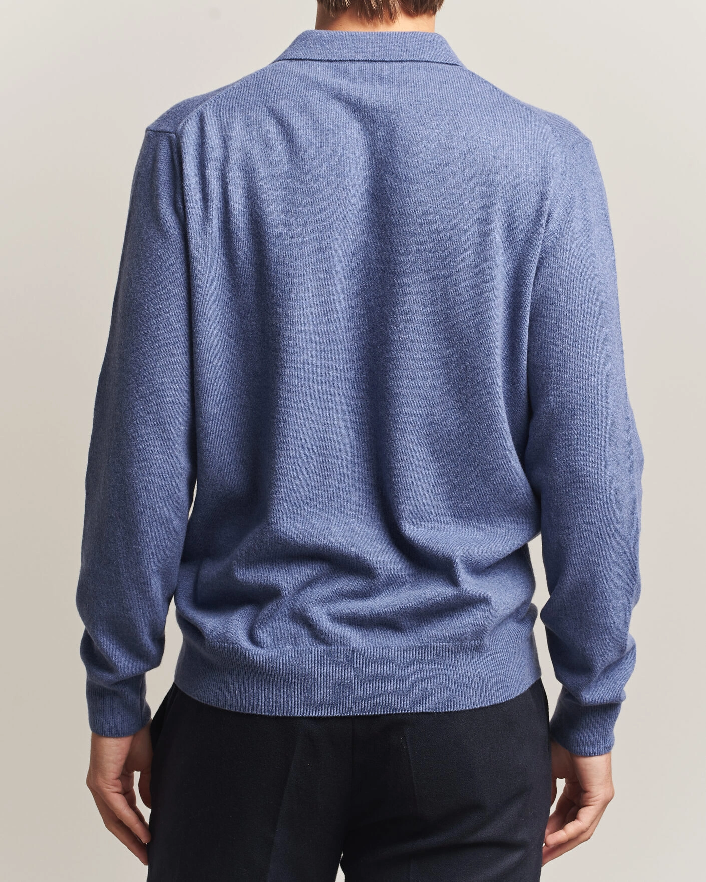 Herr | Tröjor | Morgano | Wool/Cashmere Polo Mid Blue