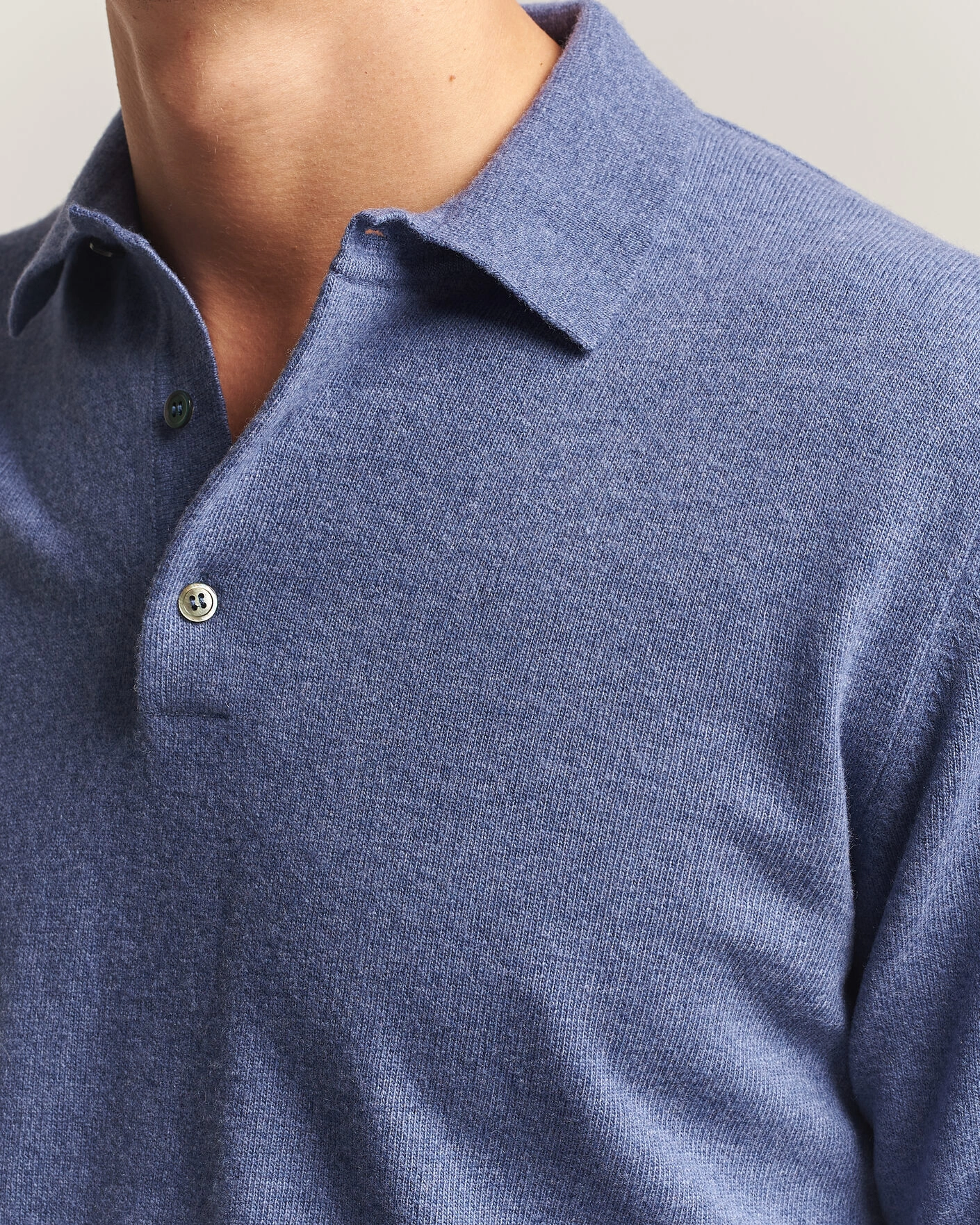 Herr | Tröjor | Morgano | Wool/Cashmere Polo Mid Blue