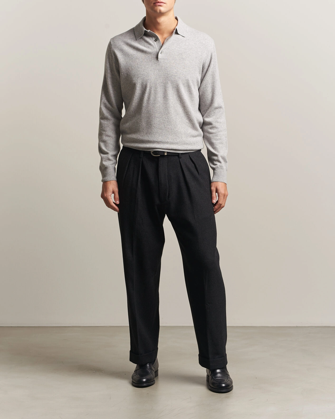 Herr | Tröjor | Morgano | Wool/Cashmere Polo Mid Grey