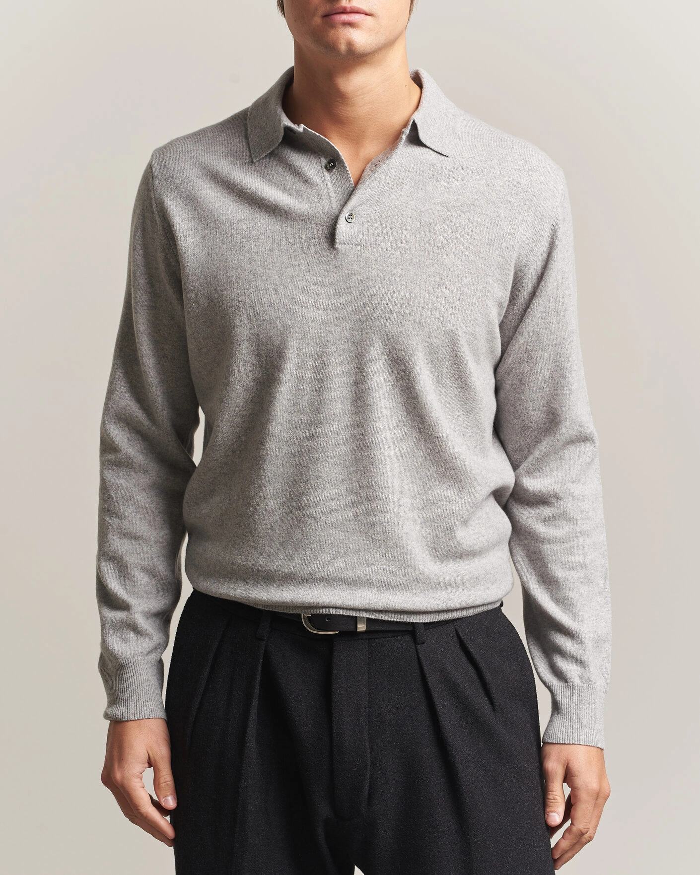 Herr | Tröjor | Morgano | Wool/Cashmere Polo Mid Grey