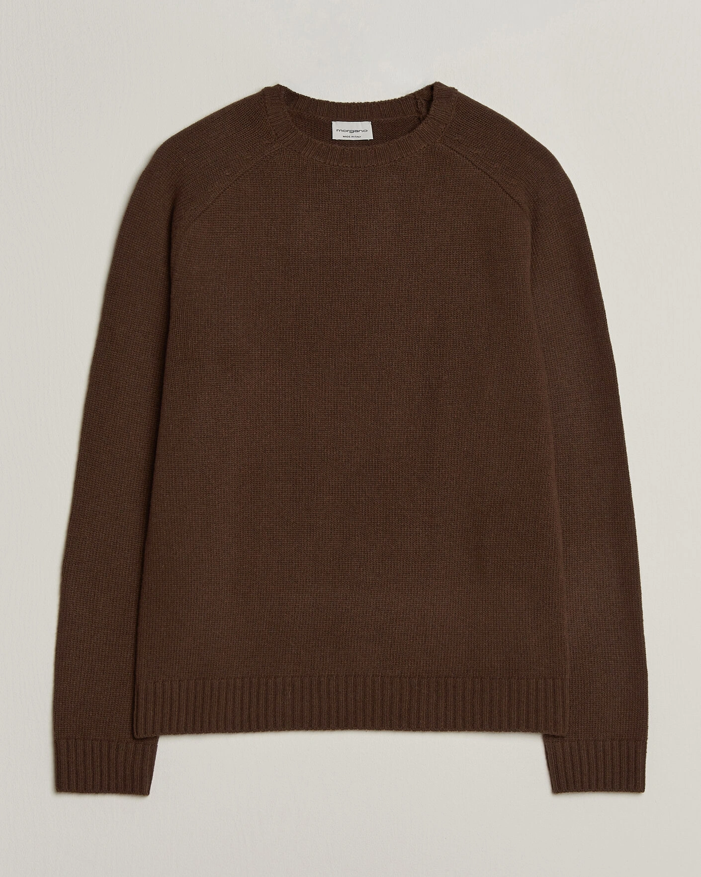 Herr | Tröjor | Morgano | Heavy Knitted Wool/Cashmere Crewneck Dark Brown