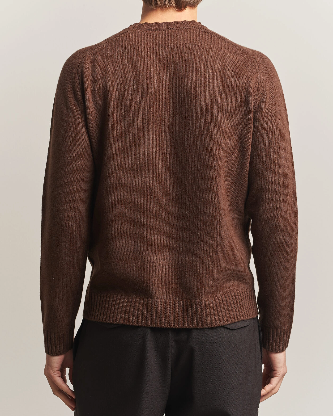 Herr | Tröjor | Morgano | Heavy Knitted Wool/Cashmere Crewneck Dark Brown