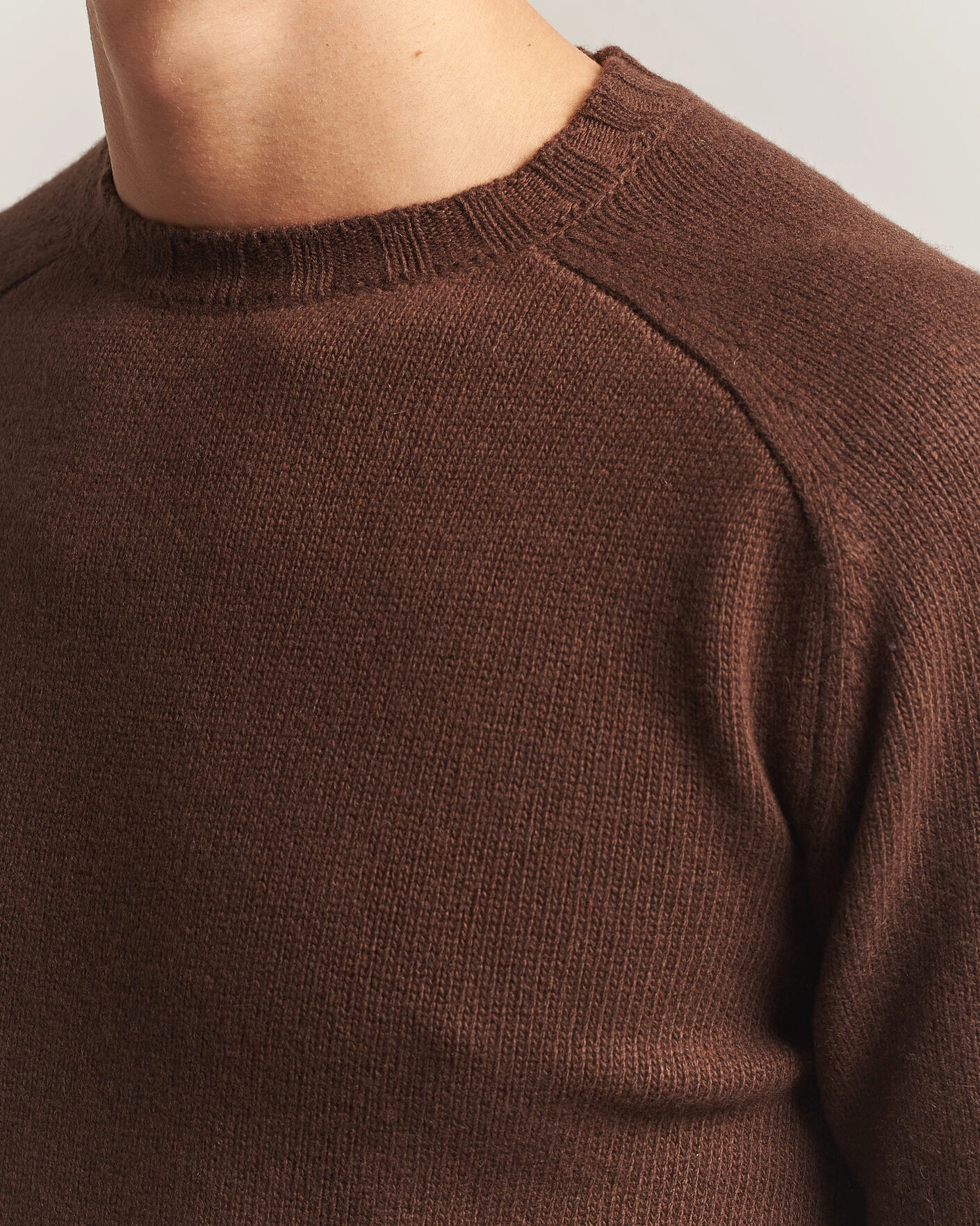 Herr | Tröjor | Morgano | Heavy Knitted Wool/Cashmere Crewneck Dark Brown