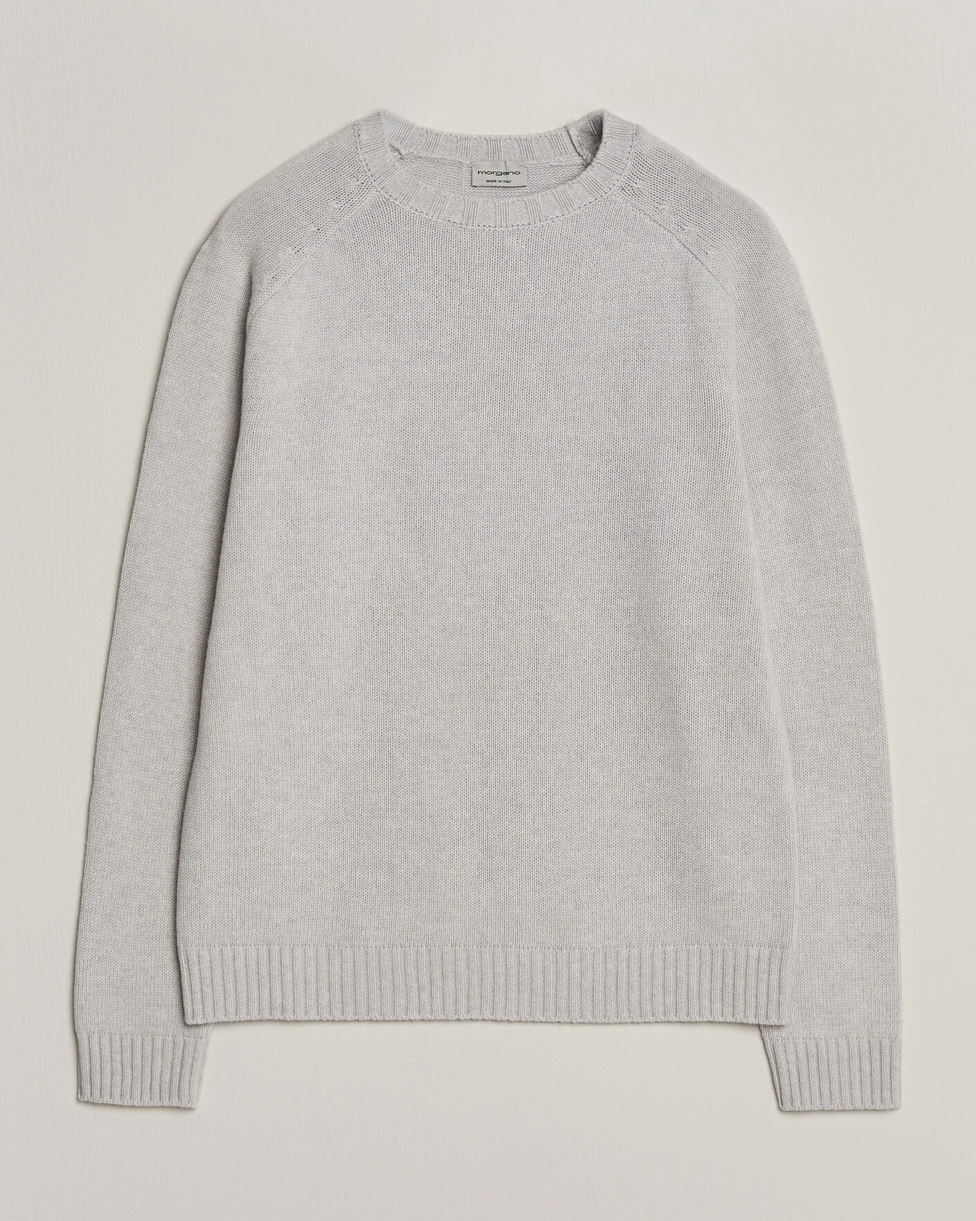 Herr | Tröjor | Morgano | Heavy Knitted Wool/Cashmere Crewneck Light Grey