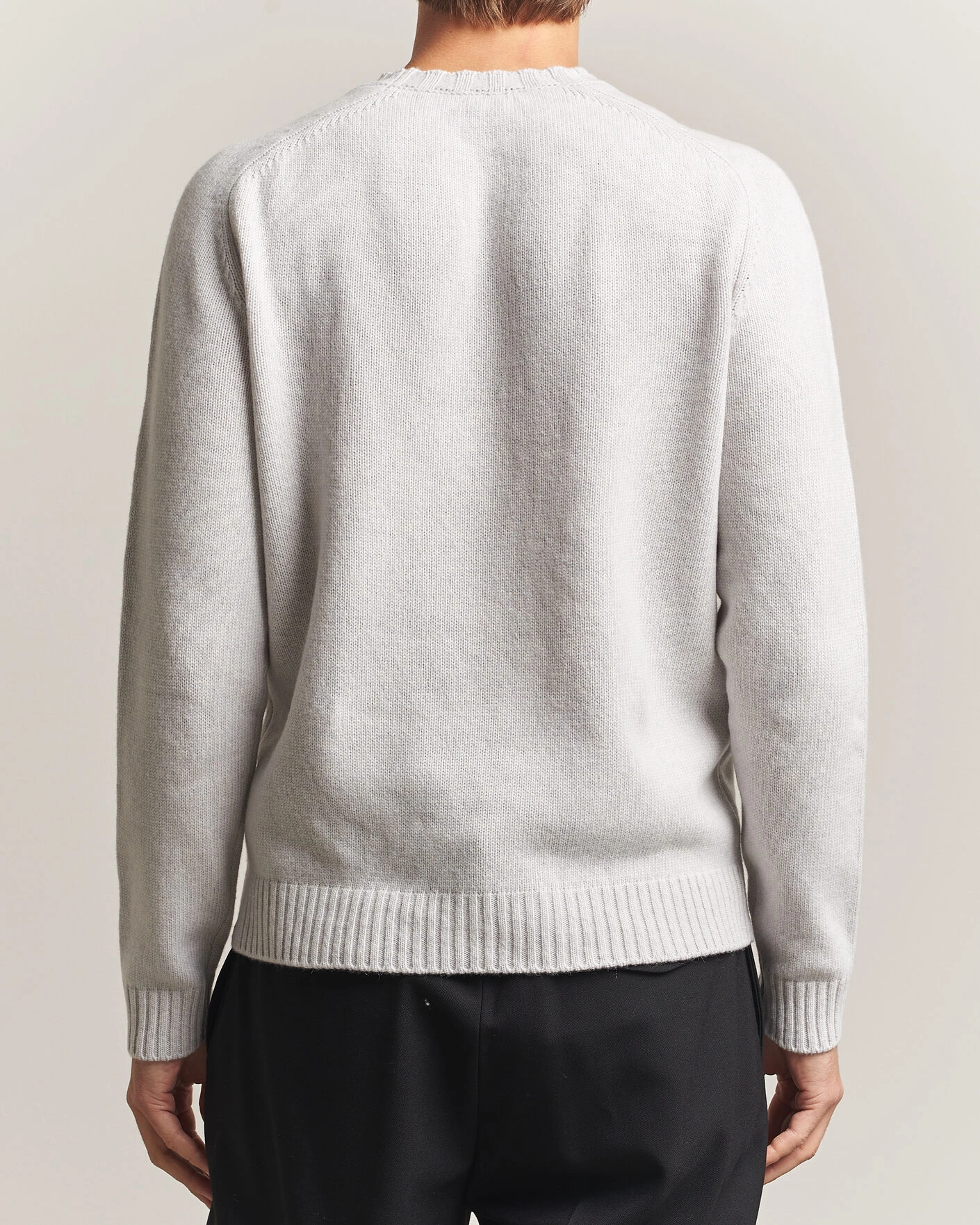 Herr | Tröjor | Morgano | Heavy Knitted Wool/Cashmere Crewneck Light Grey