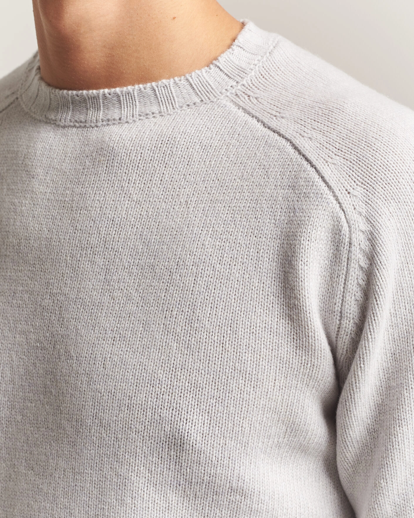 Herr | Tröjor | Morgano | Heavy Knitted Wool/Cashmere Crewneck Light Grey