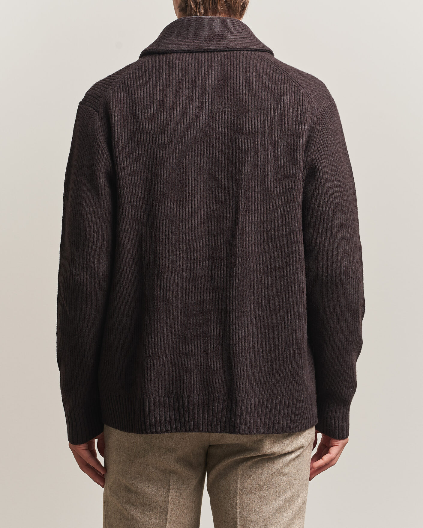 Herr | Tröjor | Charles Tyrwhitt | Chunky Merino Shawl Neck Cardigan Chocolate