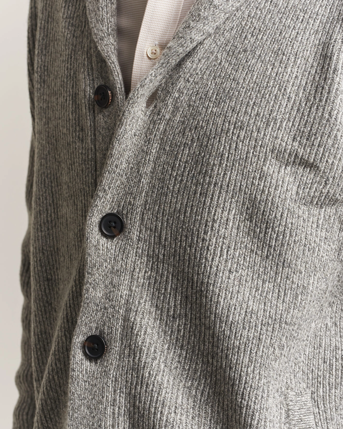 Herr | Tröjor | Charles Tyrwhitt | Chunky Merino Shawl Neck Cardigan Grey