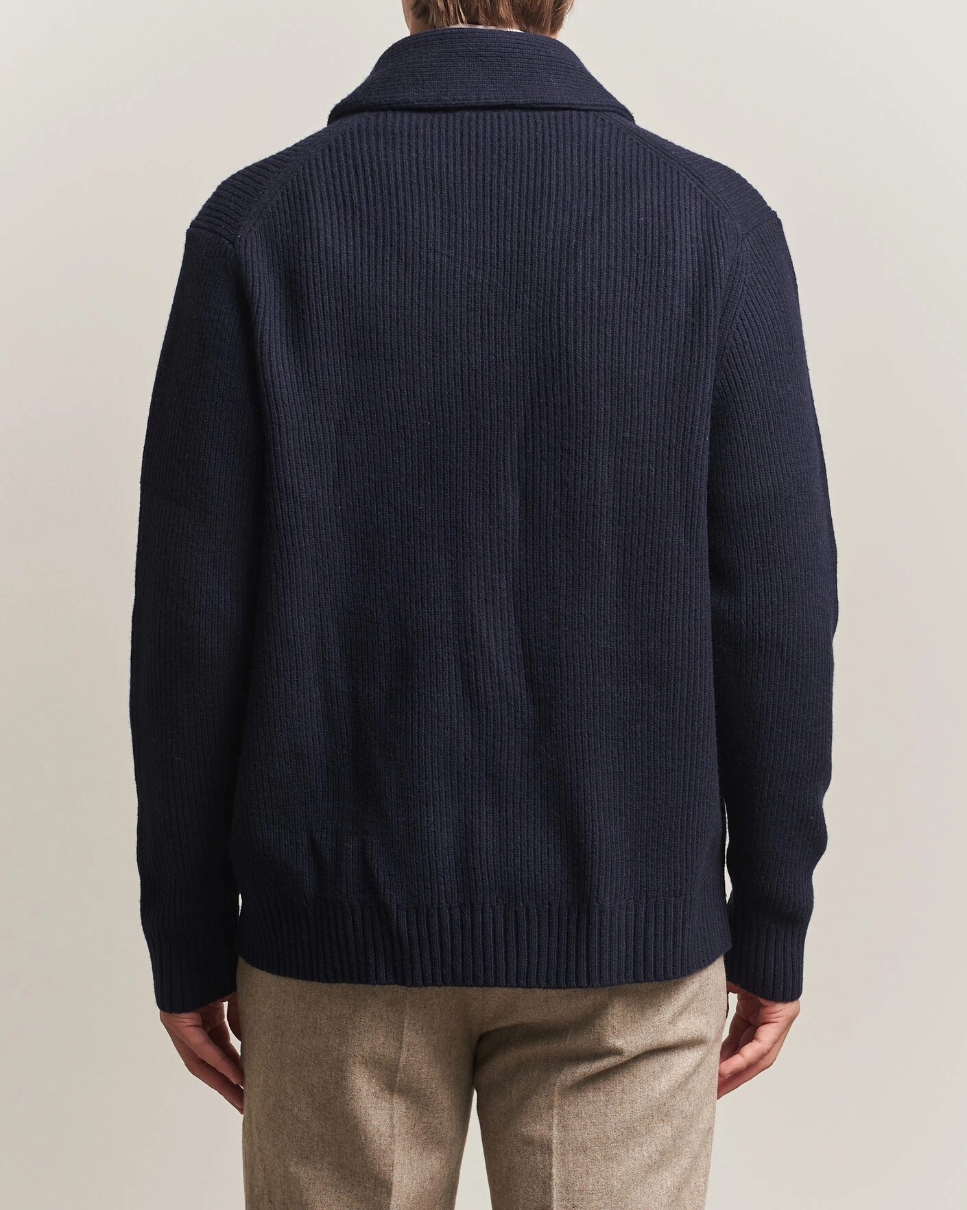 Herr | Tröjor | Charles Tyrwhitt | Chunky Merino Shawl Neck Cardigan Navy