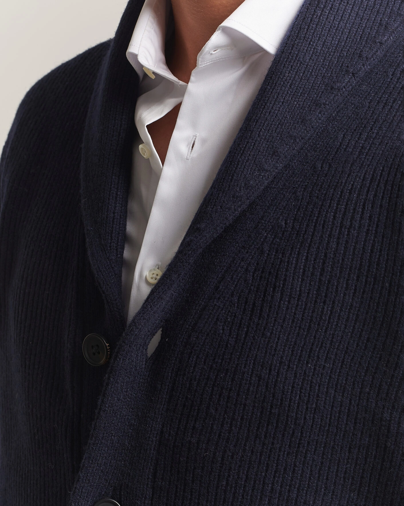 Herr | Tröjor | Charles Tyrwhitt | Chunky Merino Shawl Neck Cardigan Navy