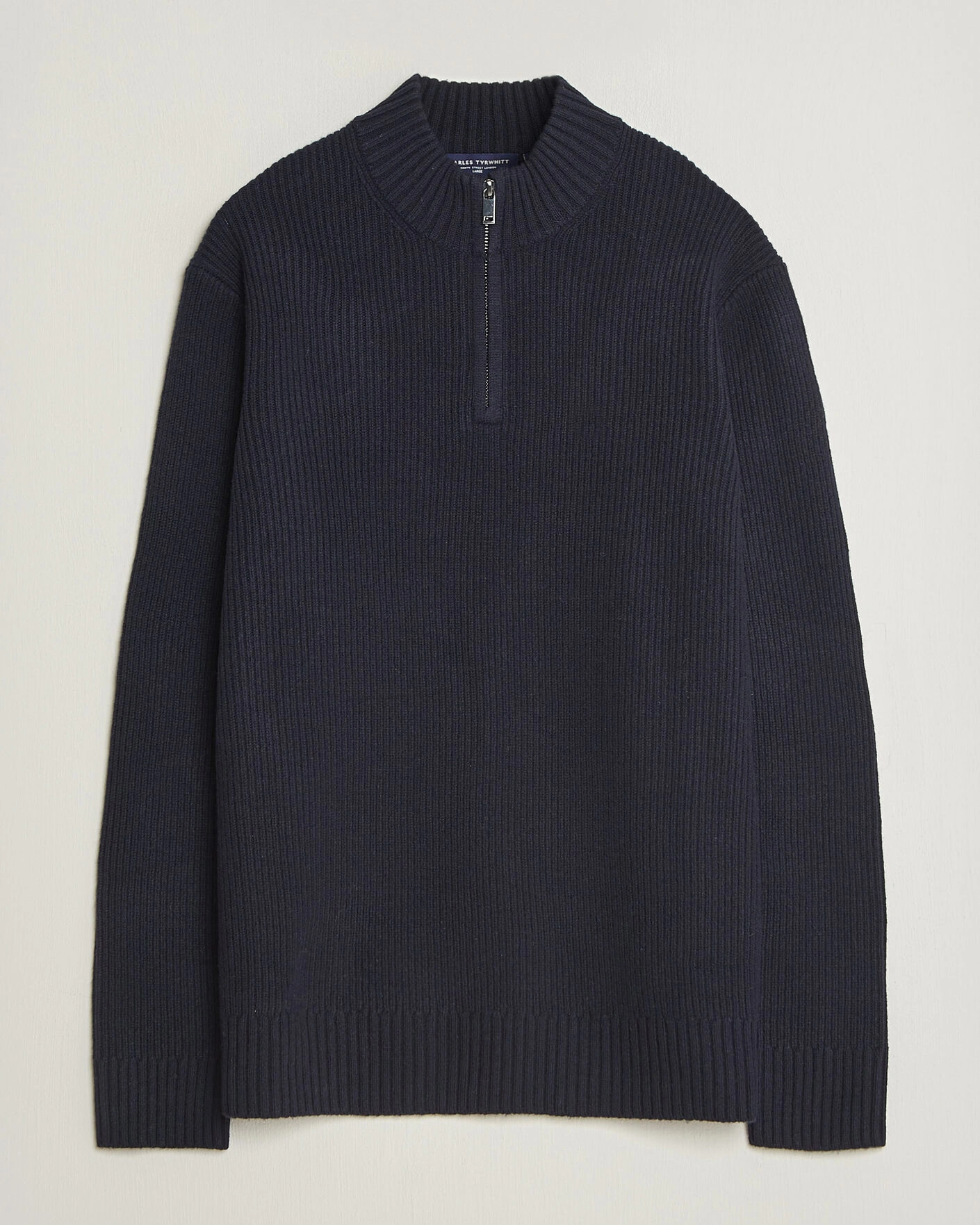 Herr | Tröjor | Charles Tyrwhitt | Chunky Merino Zip Neck Navy