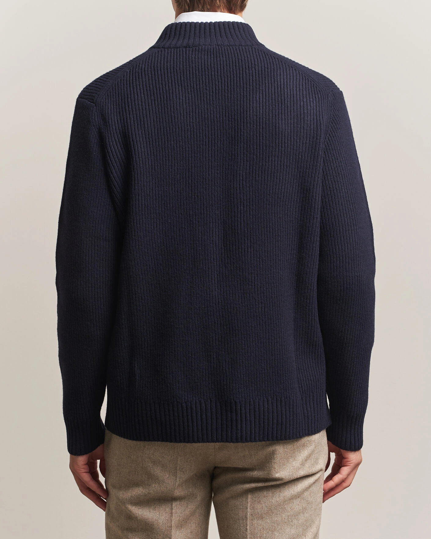 Herr | Tröjor | Charles Tyrwhitt | Chunky Merino Zip Neck Navy
