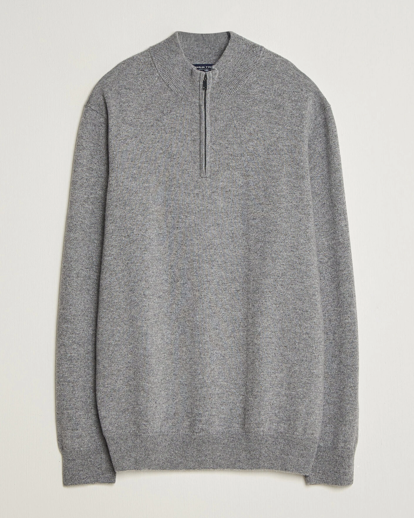 Herr | Tröjor | Charles Tyrwhitt | Pure Cashmere Zip Neck Jumper Grey