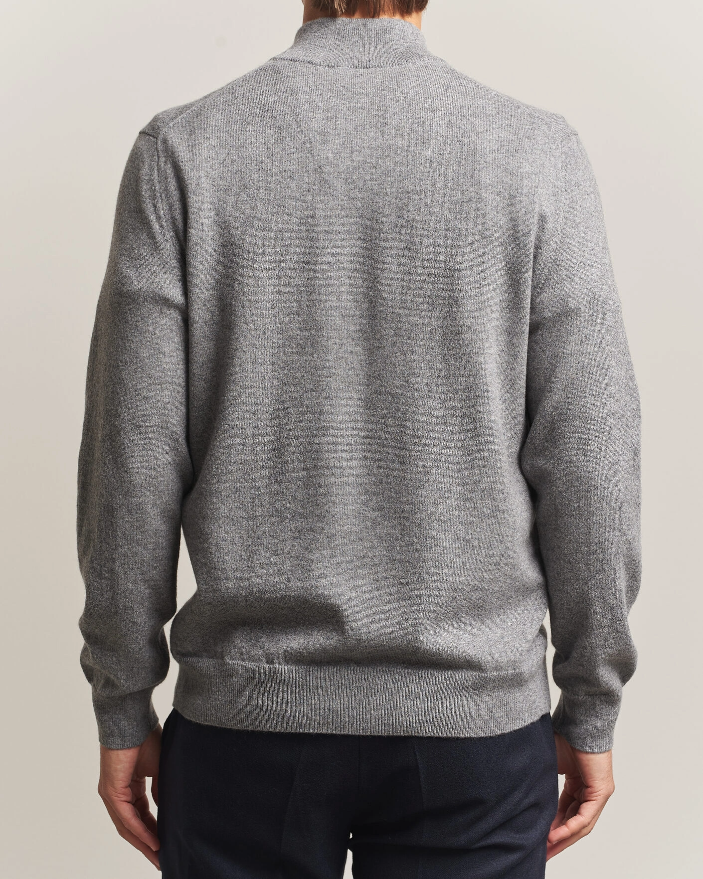 Herr | Tröjor | Charles Tyrwhitt | Pure Cashmere Zip Neck Jumper Grey