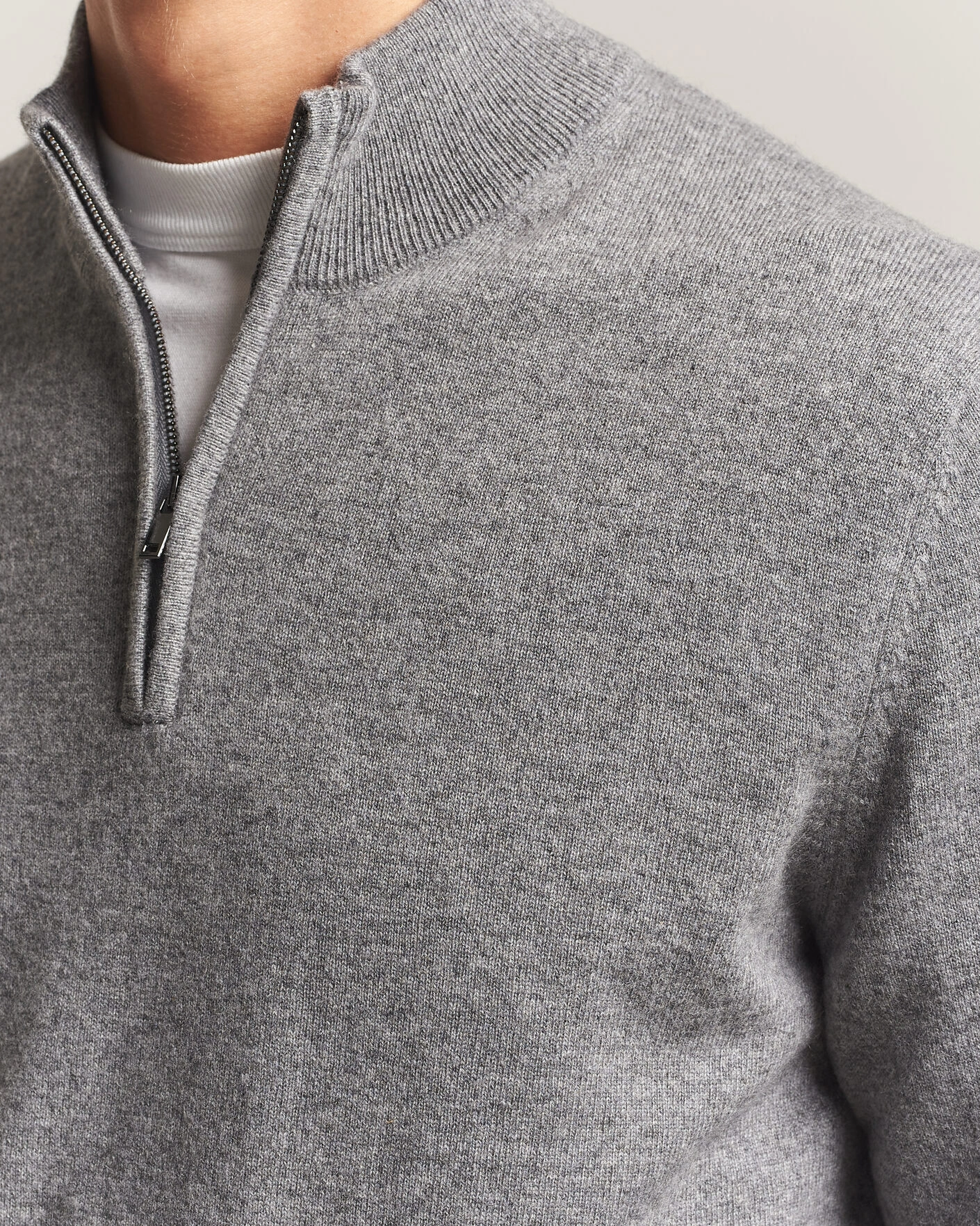 Herr | Tröjor | Charles Tyrwhitt | Pure Cashmere Zip Neck Jumper Grey