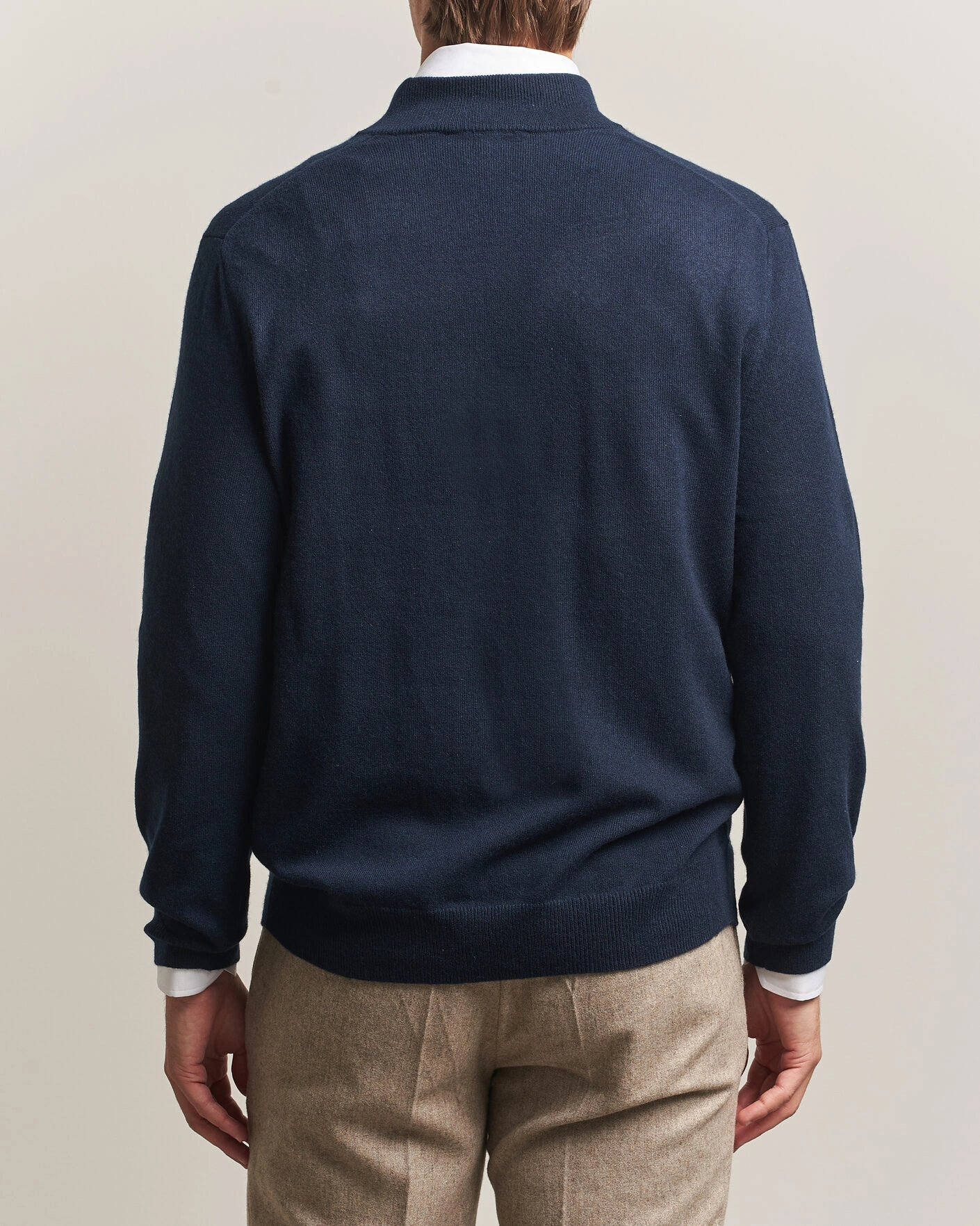 Herr | Tröjor | Charles Tyrwhitt | Pure Cashmere Zip Neck Jumper Navy