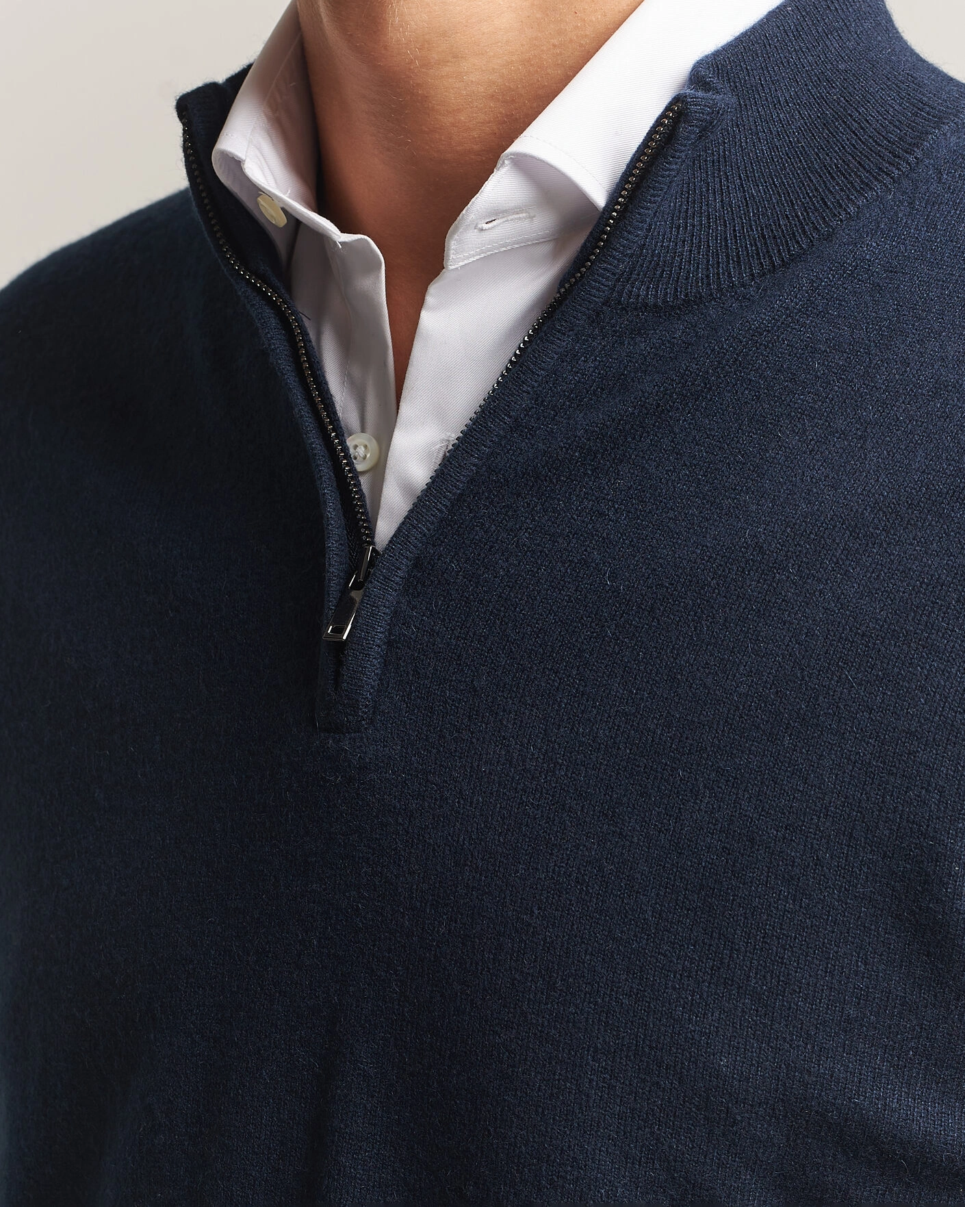 Herr | Tröjor | Charles Tyrwhitt | Pure Cashmere Zip Neck Jumper Navy
