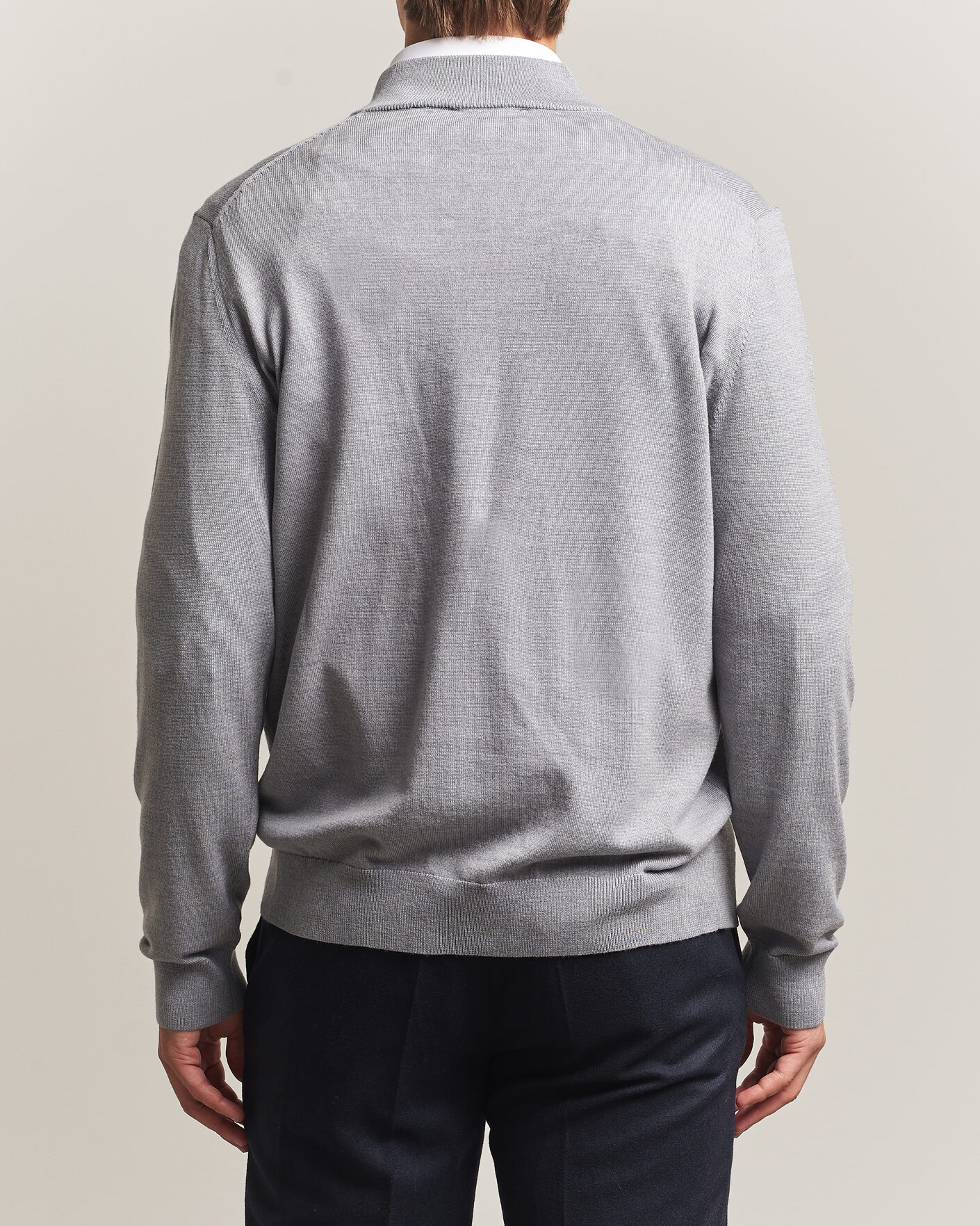 Herr | Tröjor | Charles Tyrwhitt | Pure Merino Zip Neck Jumper Light Grey