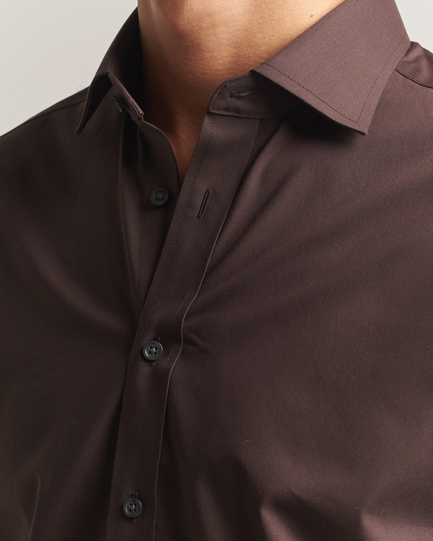 Herr | Skjortor | Charles Tyrwhitt | Slim Fit Non Iron Poplin Cut Away Shirt Chocolate