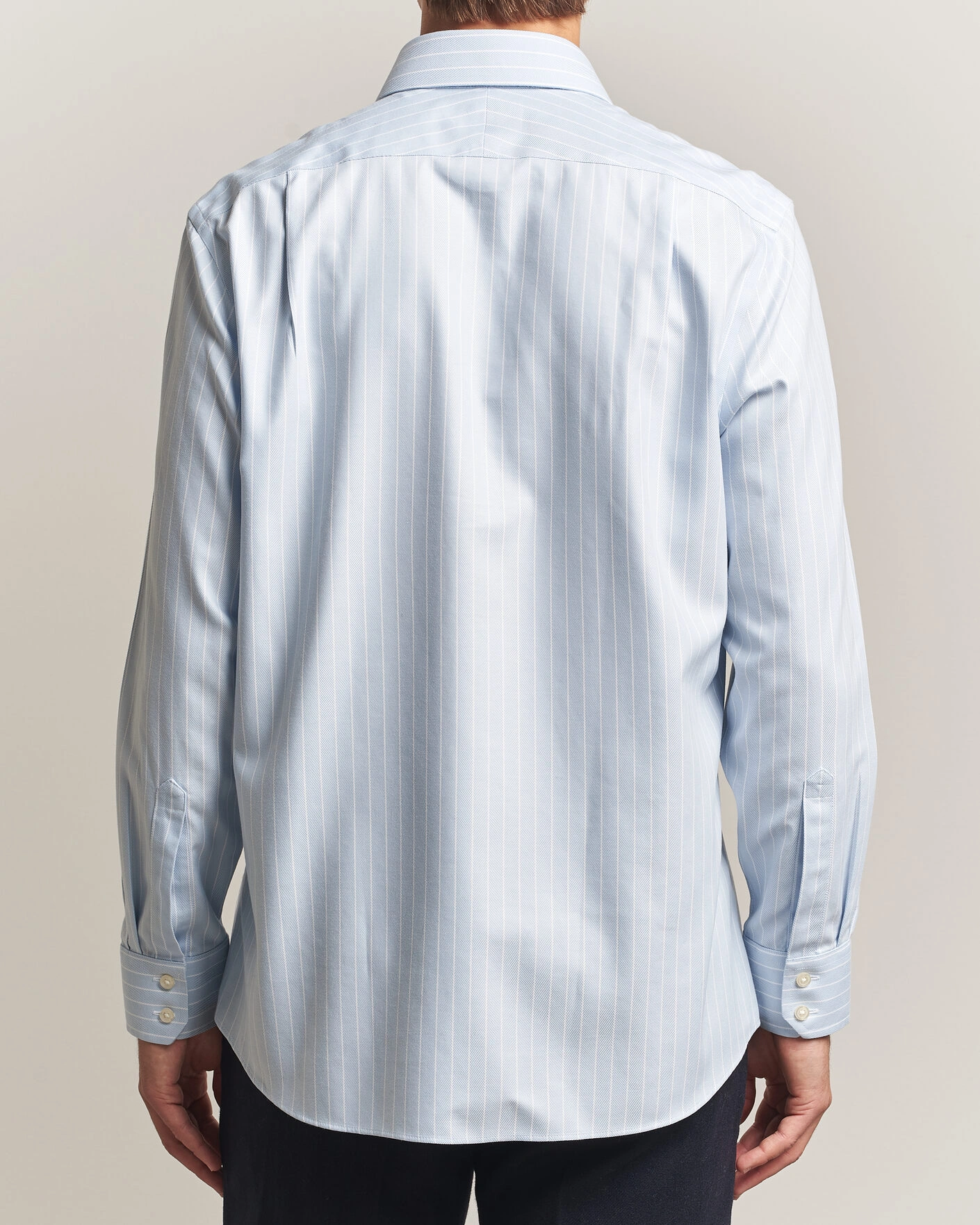 Herr | Skjortor | Charles Tyrwhitt | Slim Fit Non Iron Herringbone Stripe Shirt Light Blue