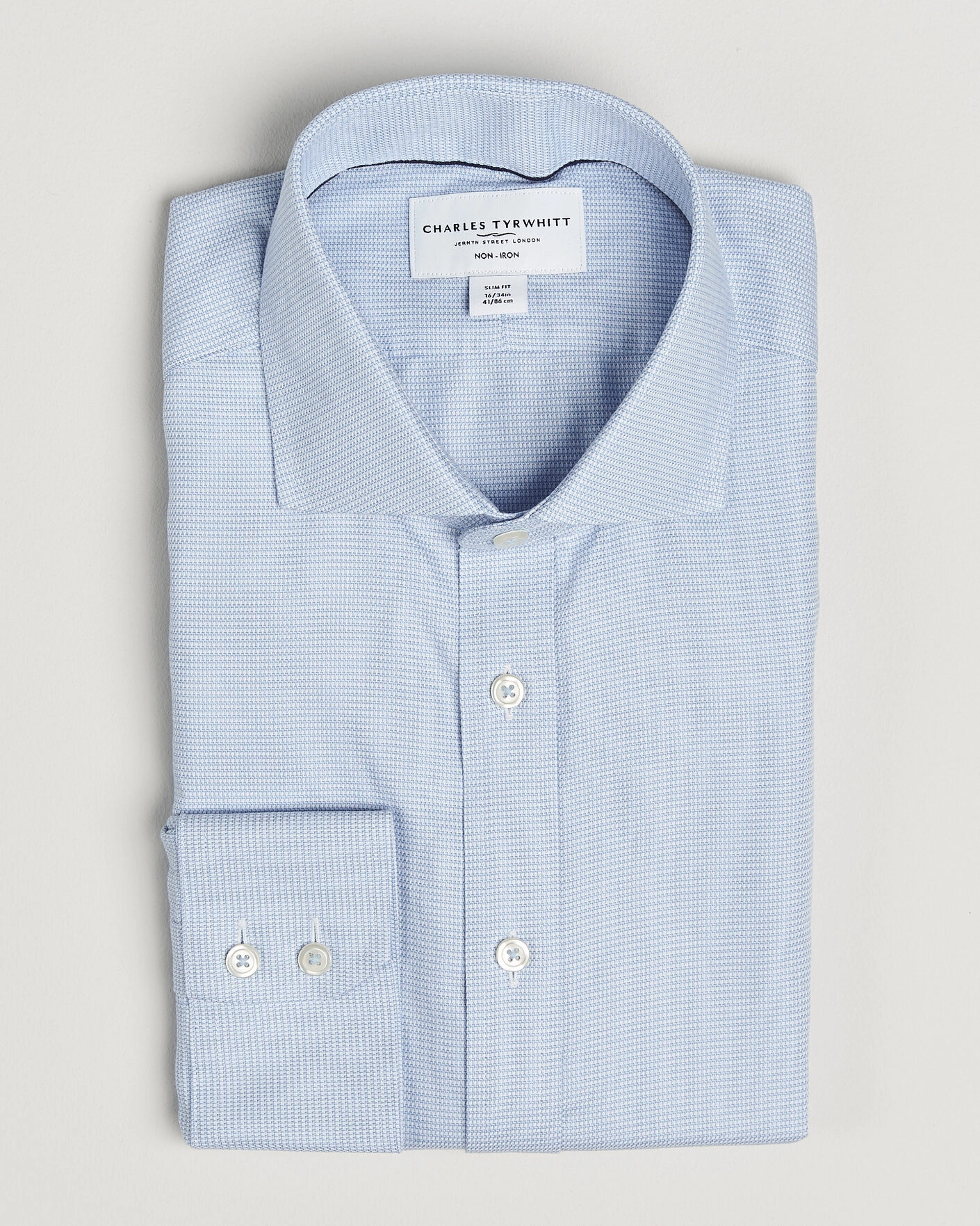 Herr | Skjortor | Charles Tyrwhitt | Slim Fit Non Iron Trafalgar Weave Shirt Sky Blue