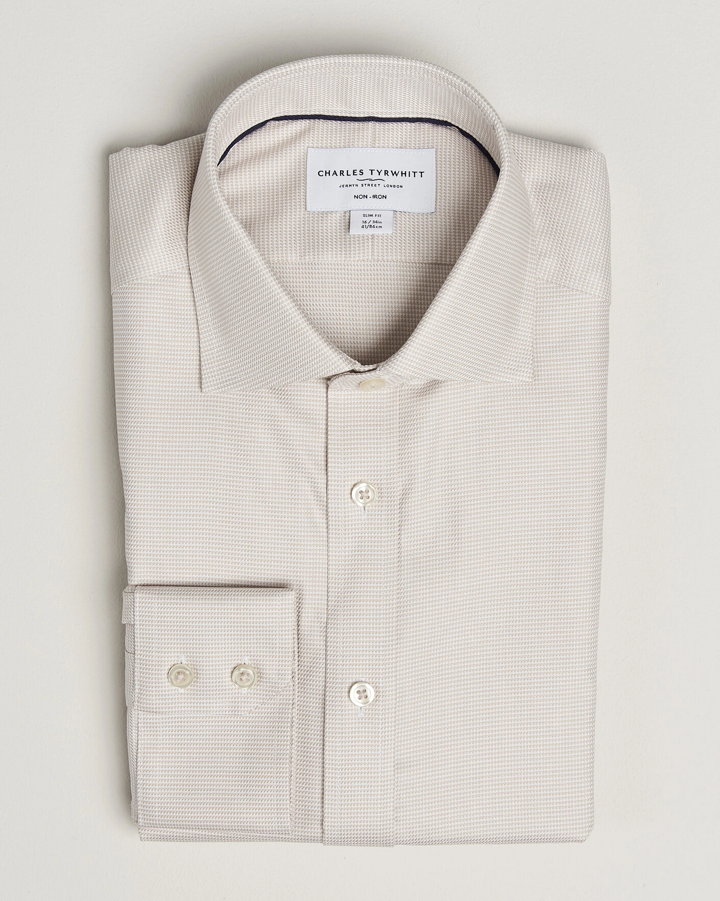 Herr | Skjortor | Charles Tyrwhitt | Slim Fit Non Iron Trafalgar Weave Shirt Stone