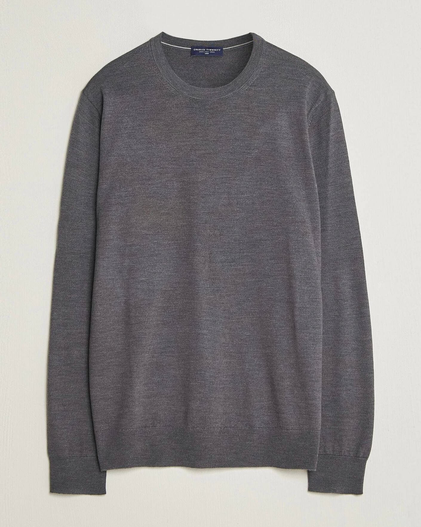 Herr | Tröjor | Charles Tyrwhitt | Pure Merino Crew Neck Jumper Grey
