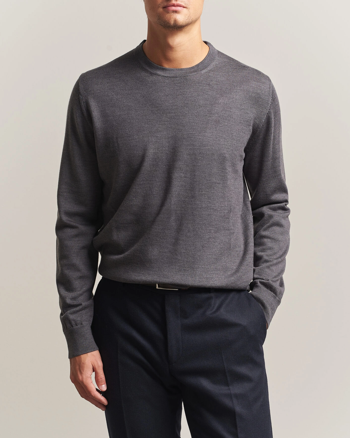 Herr | Tröjor | Charles Tyrwhitt | Pure Merino Crew Neck Jumper Grey