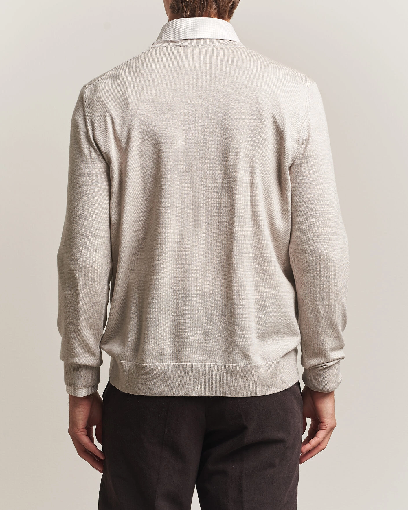 Herr | Tröjor | Charles Tyrwhitt | Pure Merino Crew Neck Jumper Limestone