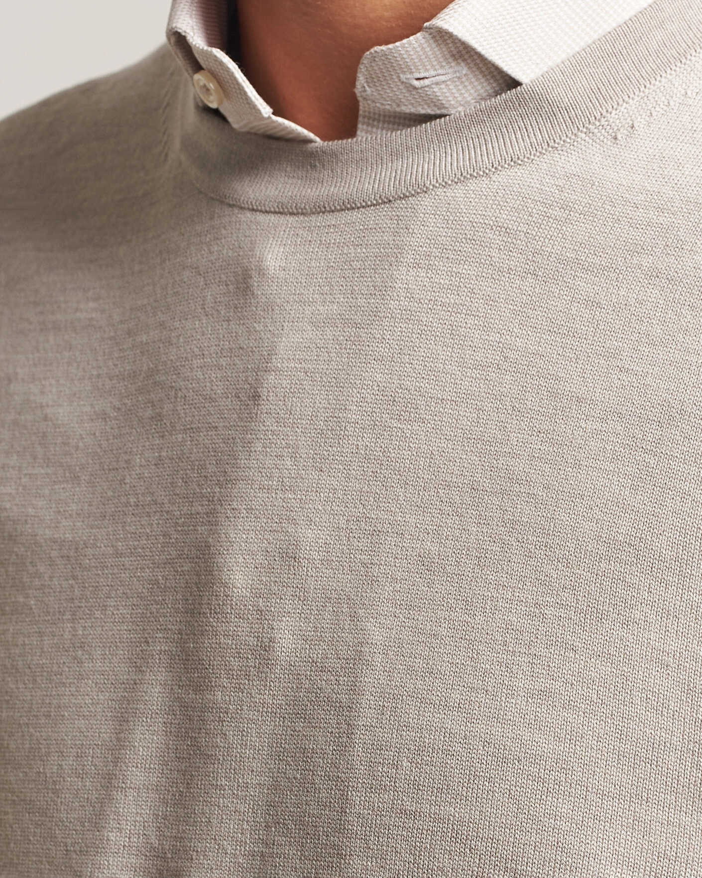 Herr | Tröjor | Charles Tyrwhitt | Pure Merino Crew Neck Jumper Limestone
