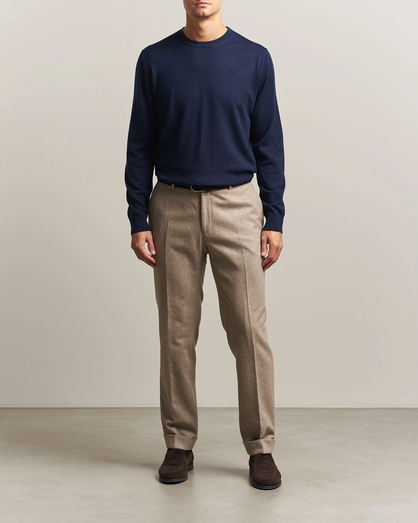 Herr | Tröjor | Charles Tyrwhitt | Pure Merino Crew Neck Jumper Navy