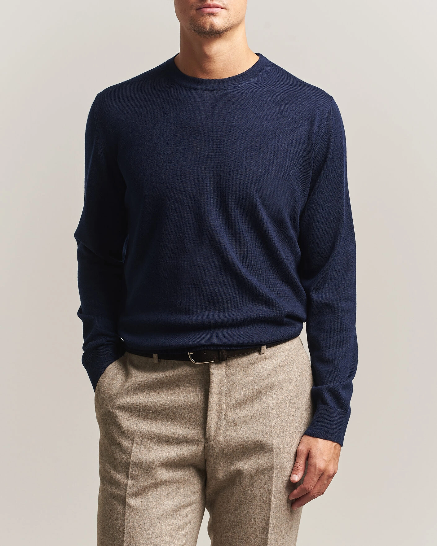 Herr | Tröjor | Charles Tyrwhitt | Pure Merino Crew Neck Jumper Navy