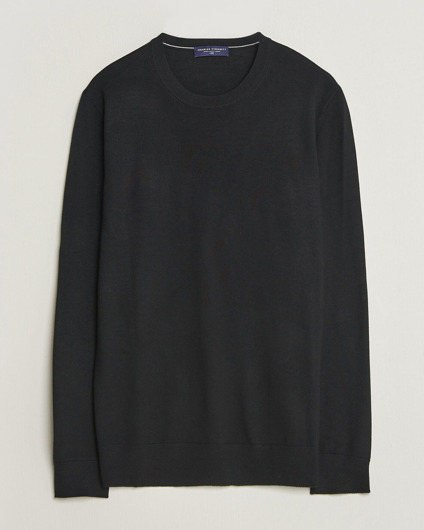Herr | Tröjor | Charles Tyrwhitt | Pure Merino Crew Neck Jumper Black