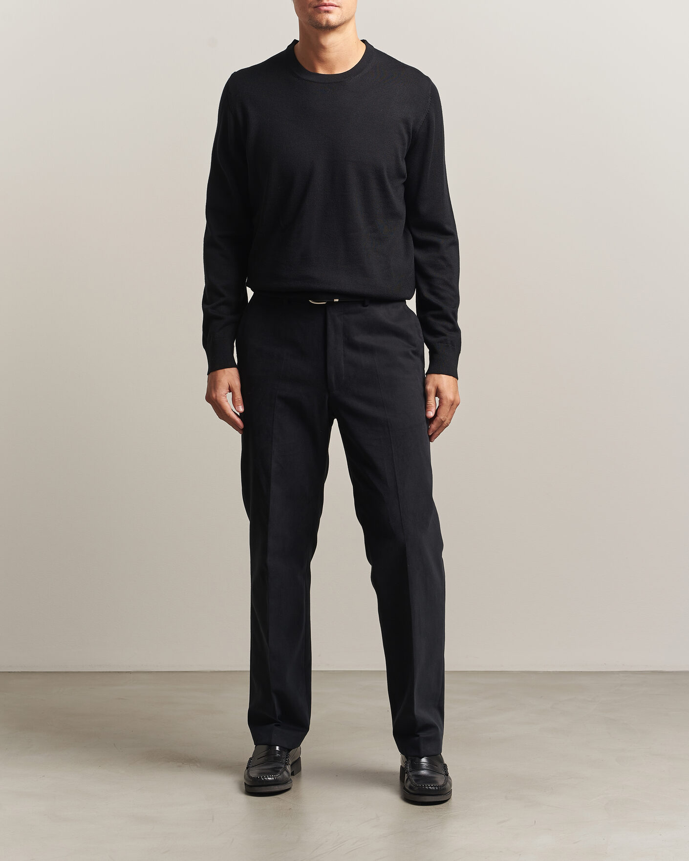Herr | Tröjor | Charles Tyrwhitt | Pure Merino Crew Neck Jumper Black