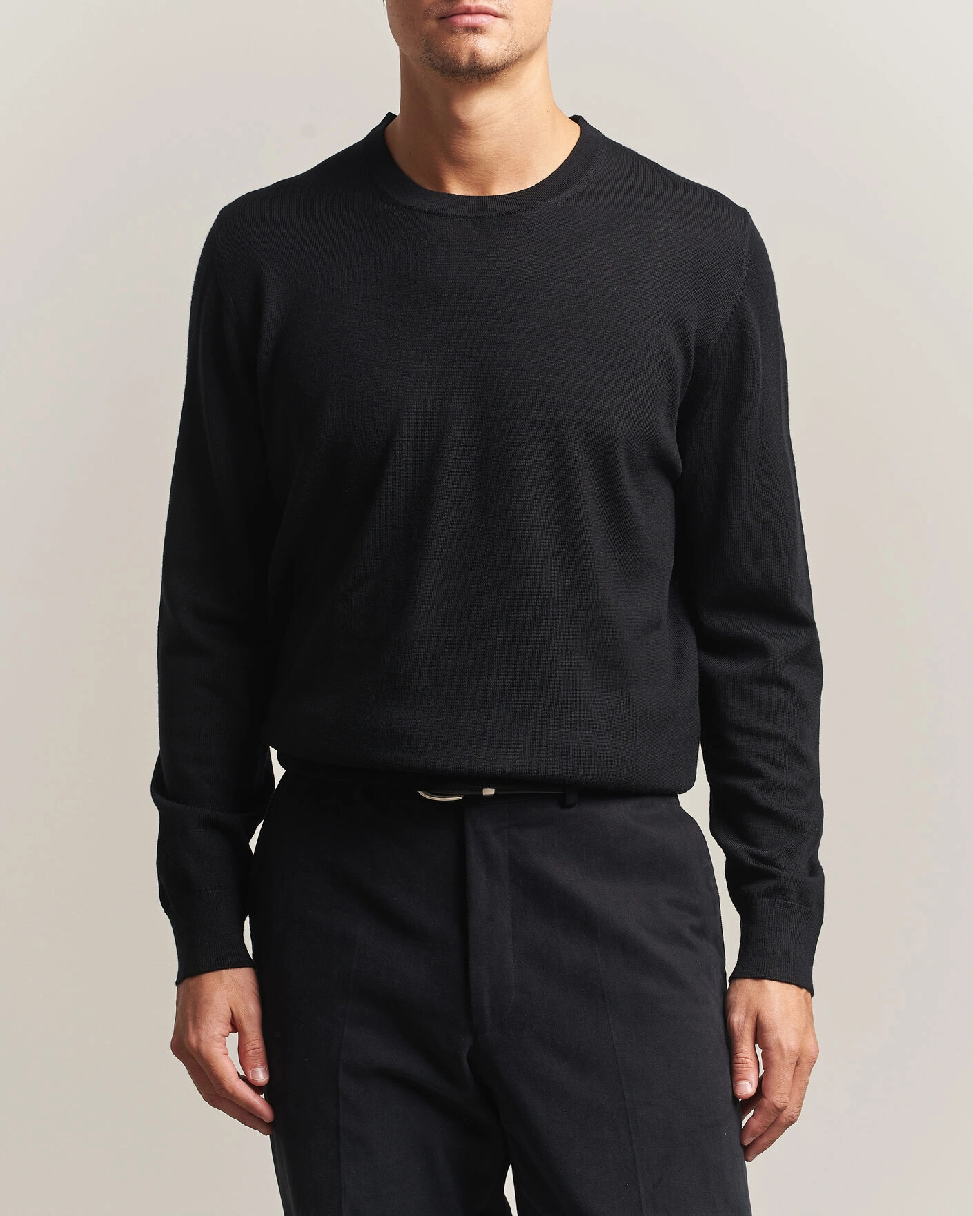 Herr | Tröjor | Charles Tyrwhitt | Pure Merino Crew Neck Jumper Black