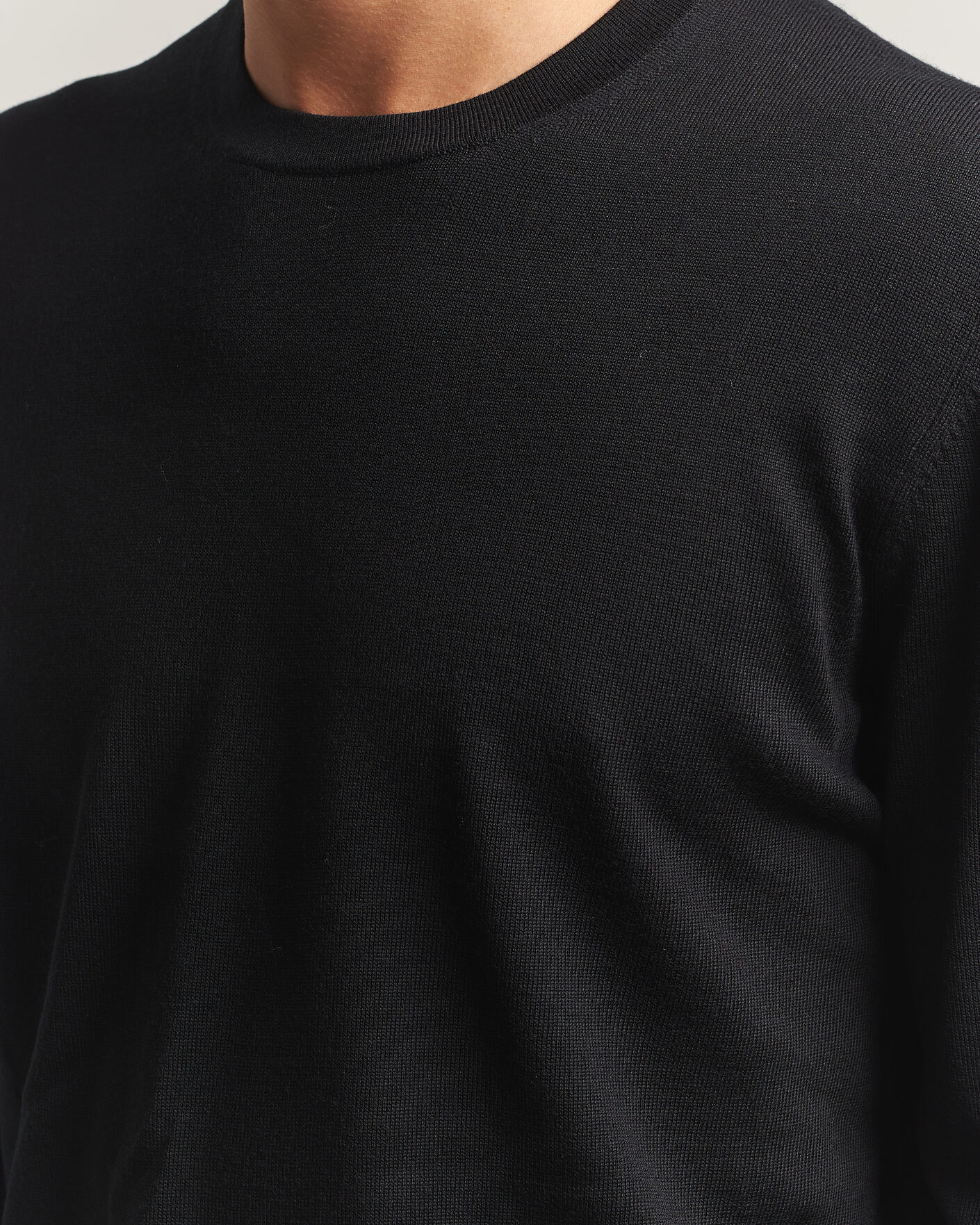 Herr | Tröjor | Charles Tyrwhitt | Pure Merino Crew Neck Jumper Black