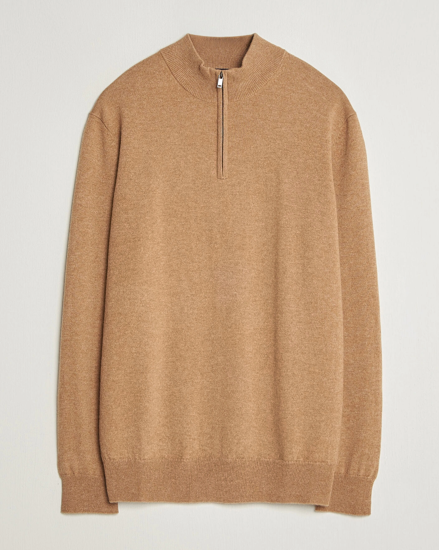 Herr | Tröjor | Charles Tyrwhitt | Pure Cashmere Zip Neck Jumper Tan