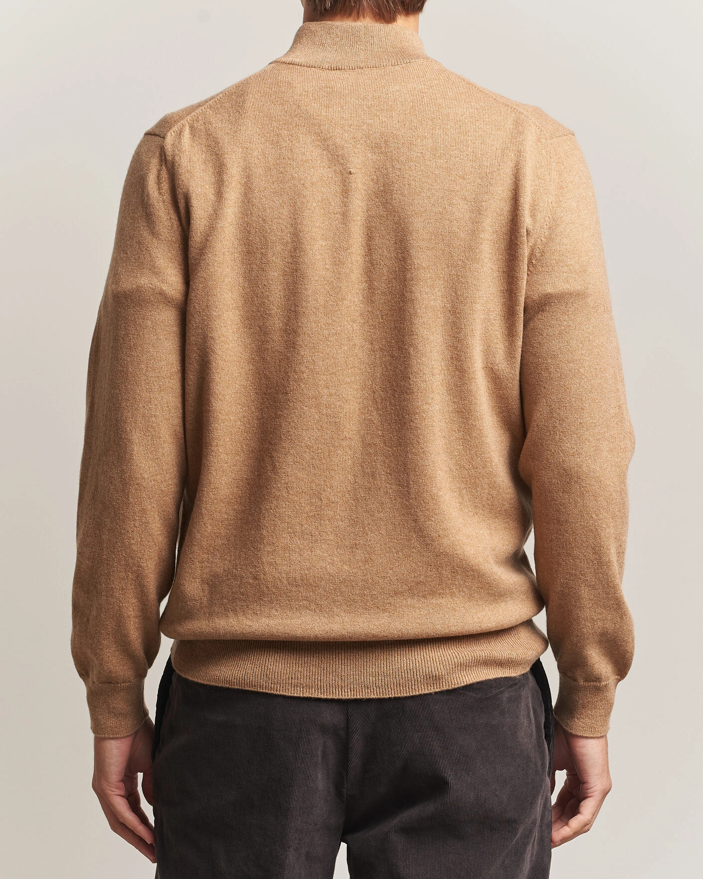 Herr | Tröjor | Charles Tyrwhitt | Pure Cashmere Zip Neck Jumper Tan