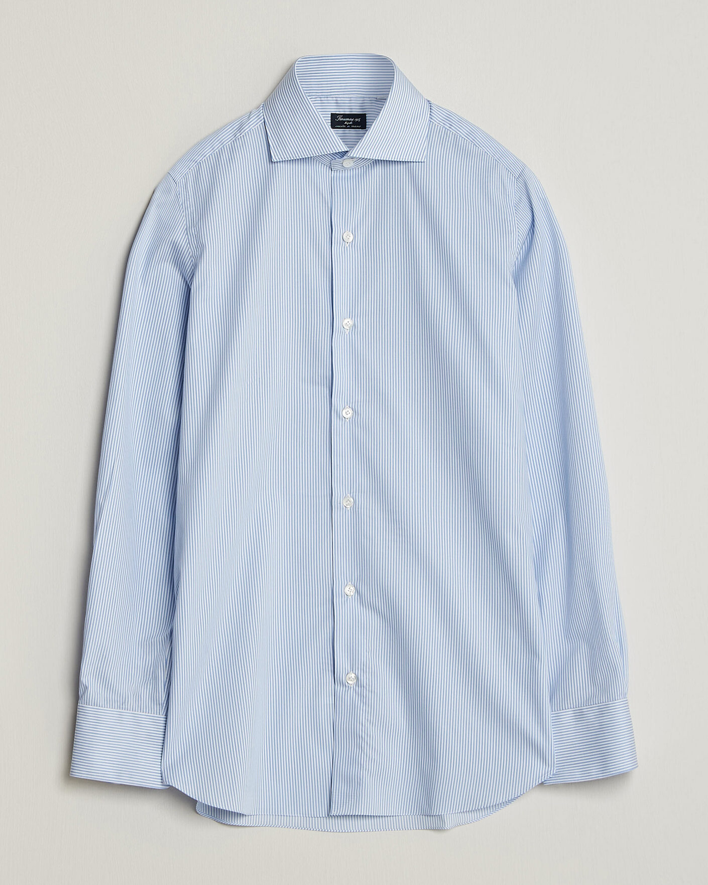 Herr | Skjortor | Finamore Napoli | Milano Slim Traveller Cotton Shirt Blue Stripe